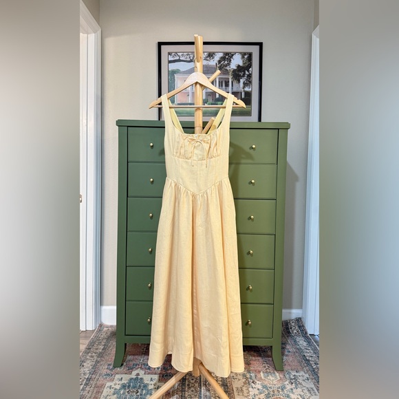 Reformation Balia Butter yellow linen Midi Dress - Picture 10 of 16